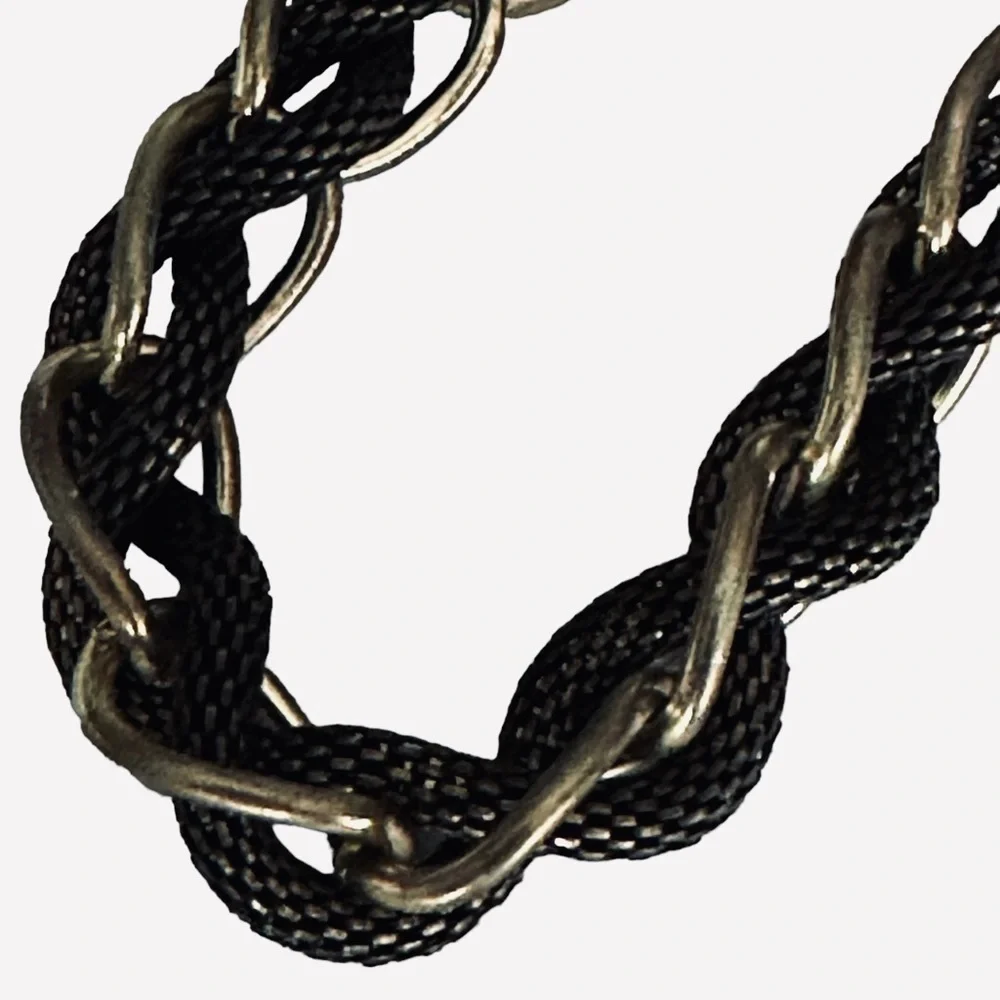 Gold-tone, Black/mesh Link Necklace and earrings set.